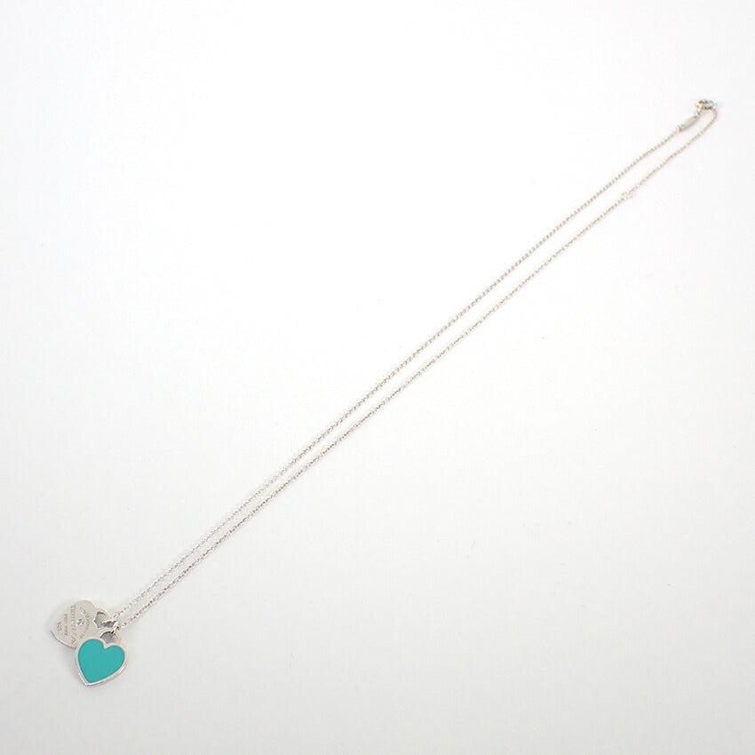 【中古】TIFFANY/ティファニー 925 ブルーエナメル リターントゥ ダブルハート ダイヤモンド ペンダント/j145-2