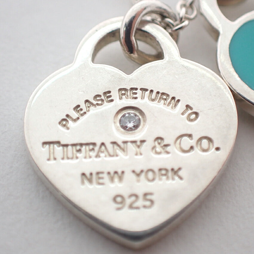 【中古】TIFFANY/ティファニー 925 ブルーエナメル リターントゥ ダブルハート ダイヤモンド ペンダント/j145-2