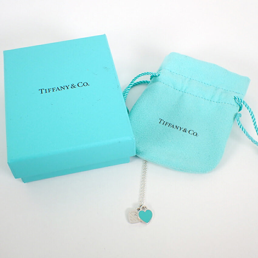 【中古】TIFFANY/ティファニー 925 ブルーエナメル リターントゥ ダブルハート ダイヤモンド ペンダント/j145-2