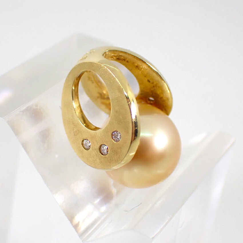 【中古】TASAKI/タサキ K18 南洋白蝶ゴールデンパール/ダイヤ ペンダント/j149-90