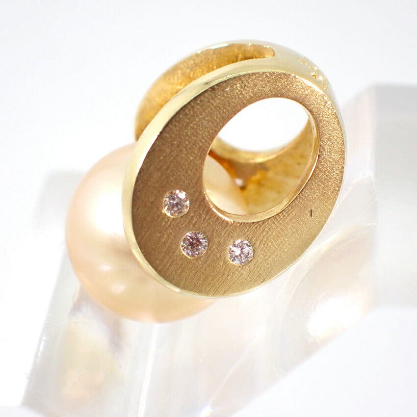 【中古】TASAKI/タサキ K18 南洋白蝶ゴールデンパール/ダイヤ ペンダント/j149-90