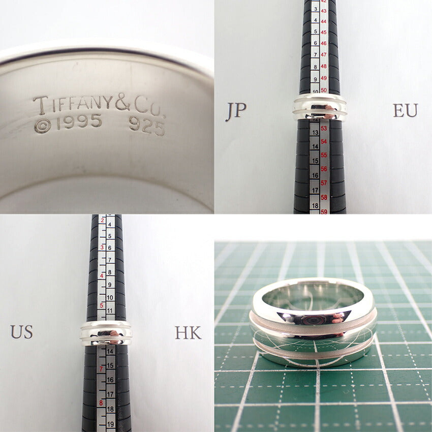 【中古】TIFFANY/ティファニー 925/750 グルーブド ダブルライン  リング /11号/j154-31