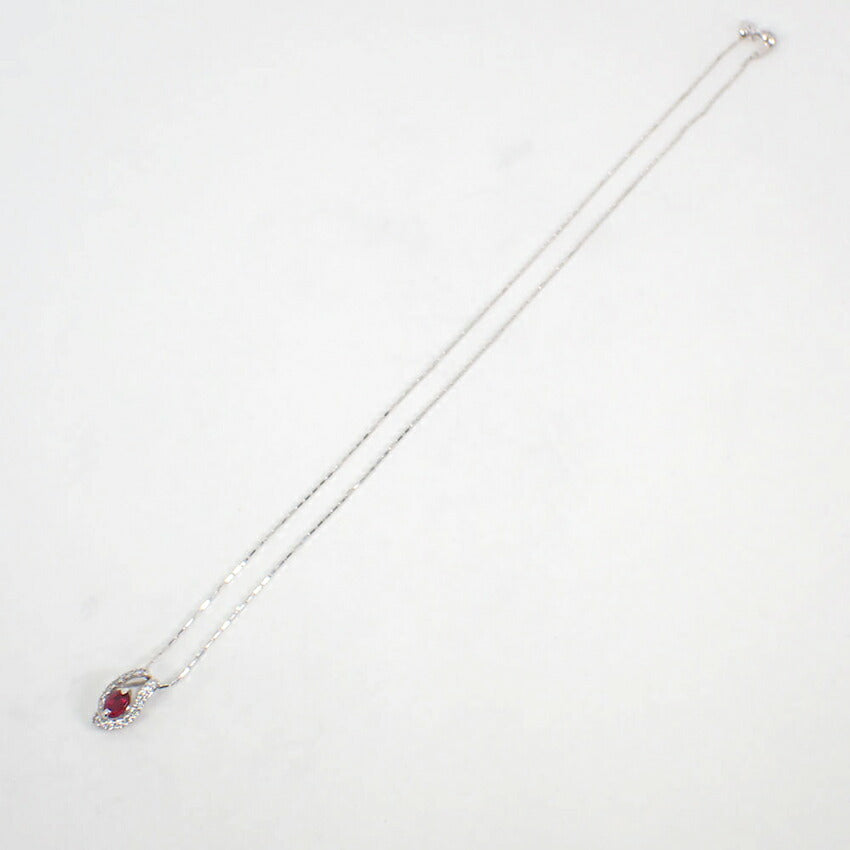 【中古】K18WG/ルビー/ダイヤモンド/ペンダント/ネックレス/j155-33