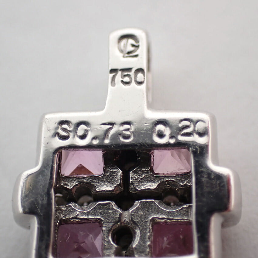 【中古】７５０WG ピンクサファイア/ダイヤモンド ペンダントトップ/j156-48