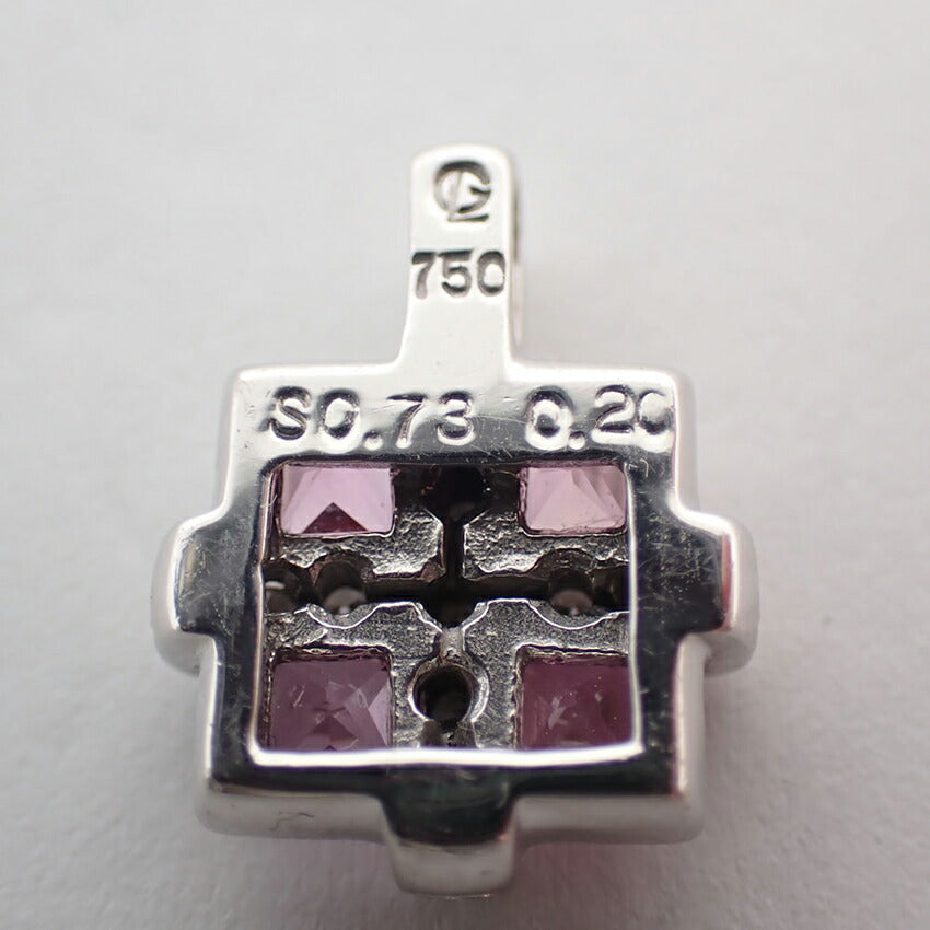 【中古】７５０WG ピンクサファイア/ダイヤモンド ペンダントトップ/j156-48