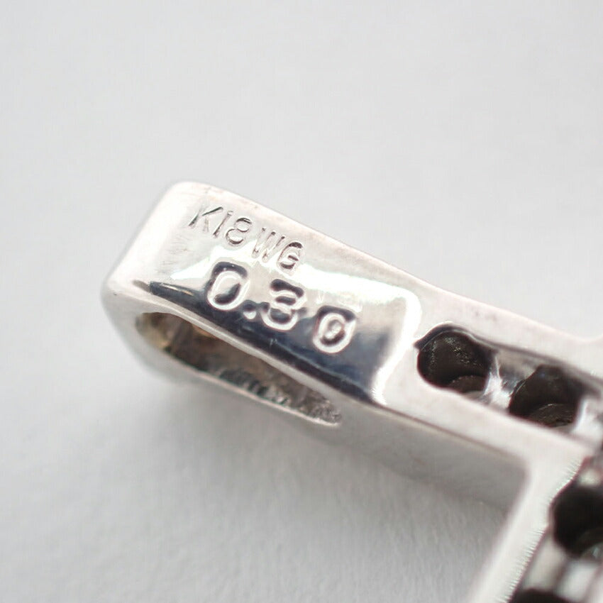 【中古】K18WG ダイヤモンド クロス ペンダントトップ/j157-83