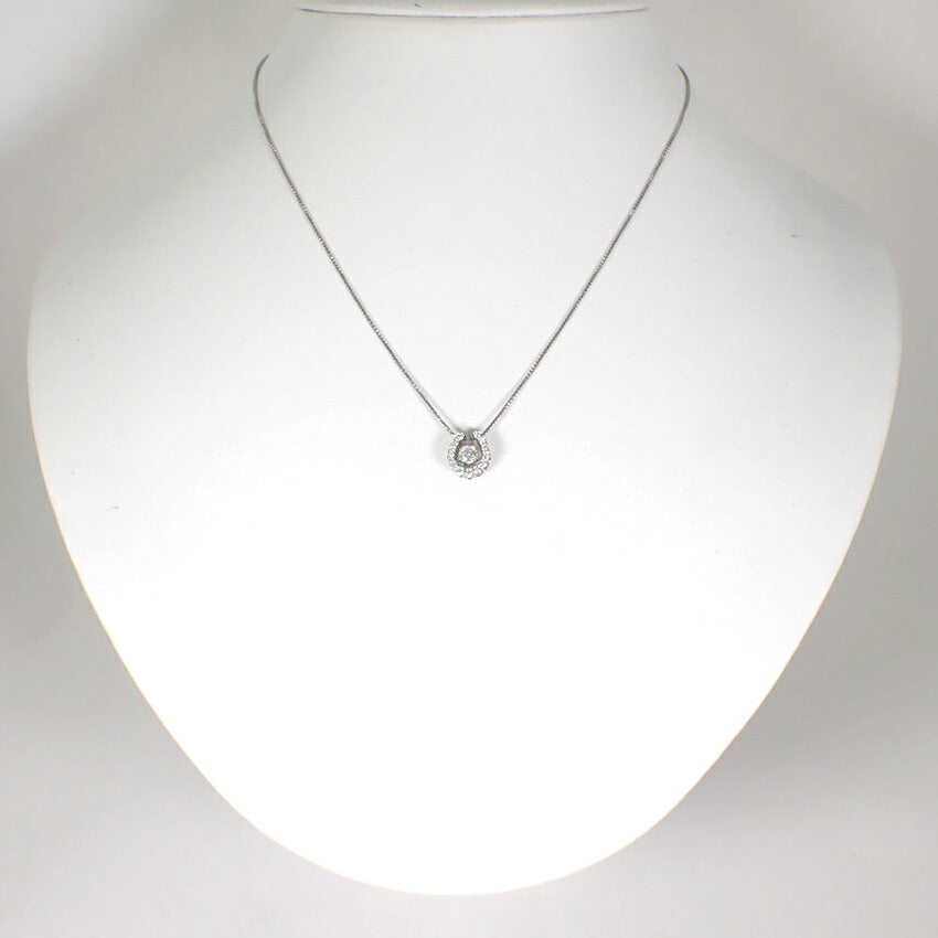 【中古】Pt900/850 ダイヤモンド 0.216ct/0.18 ホースシュー ペンダント/ネックレス/j157-84