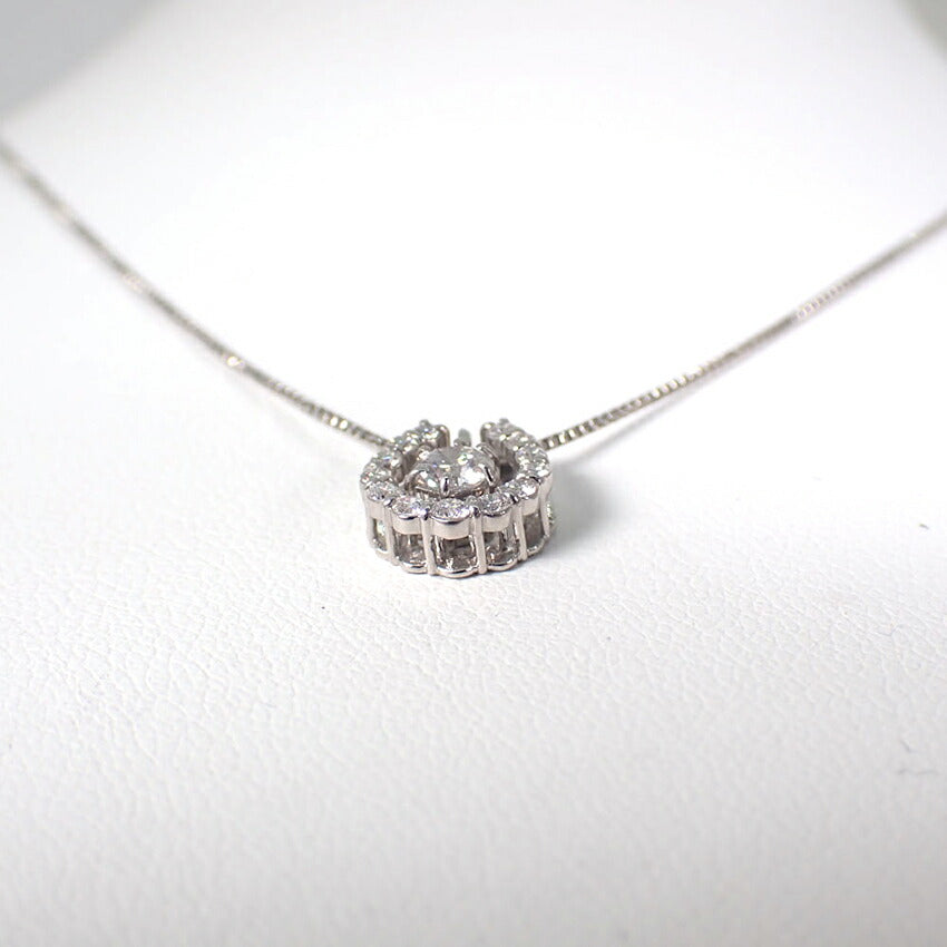 【中古】Pt900/850 ダイヤモンド 0.216ct/0.18 ホースシュー ペンダント/ネックレス/j157-84