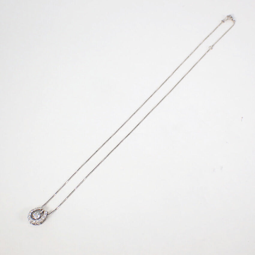 【中古】Pt900/850 ダイヤモンド 0.216ct/0.18 ホースシュー ペンダント/ネックレス/j157-84