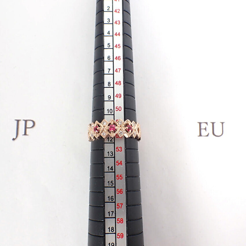 【中古】K18PG ルビー ダイヤモンド リング/11.5号/j161-31