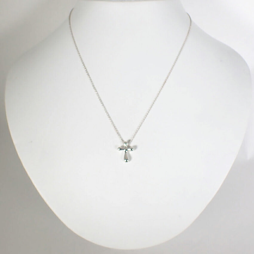 【中古】TIFFANY/ティファニー 925 ティアドロップ スモールクロス ペンダント/ネックレス/j161-38
