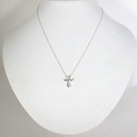 【中古】TIFFANY/ティファニー 925 ティアドロップ スモールクロス ペンダント/ネックレス/j161-38