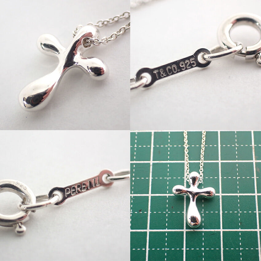 【中古】TIFFANY/ティファニー 925 ティアドロップ スモールクロス ペンダント/ネックレス/j161-38