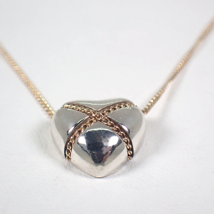 【中古】TIFFANY/ティファニー 925/14K ハート ペンダント/ネックレス/j162-53