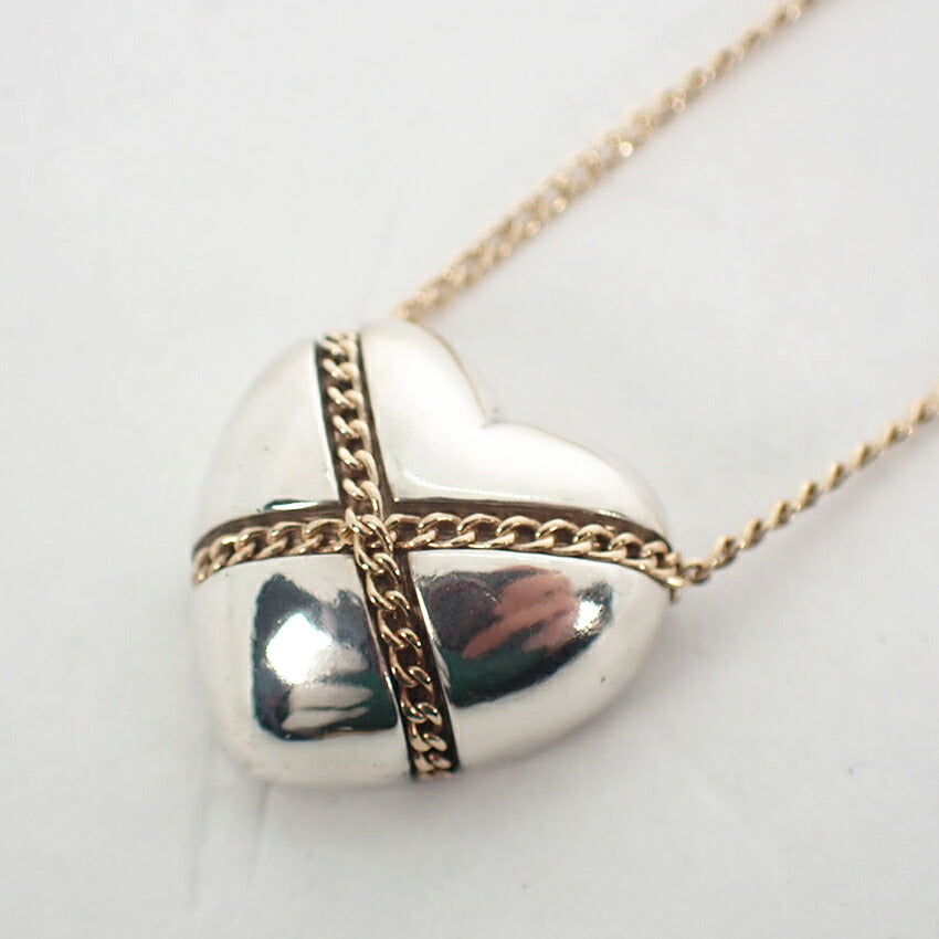 【中古】TIFFANY/ティファニー 925/14K ハート ペンダント/ネックレス/j162-53