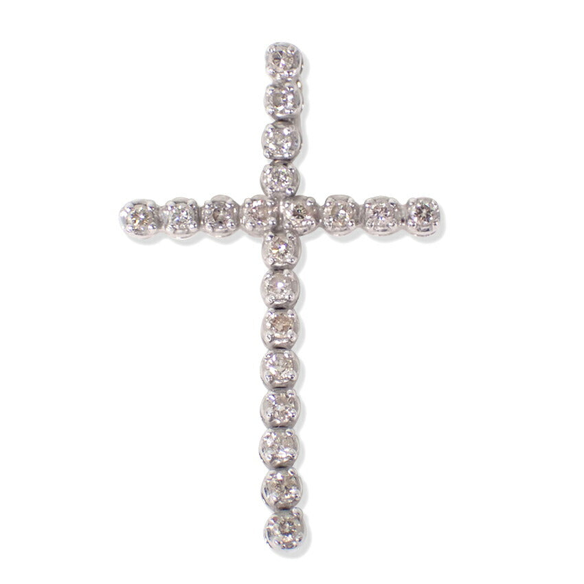 【中古】K18WG ダイヤモンド/0.26ct クロス ペンダントトップ/j163-67