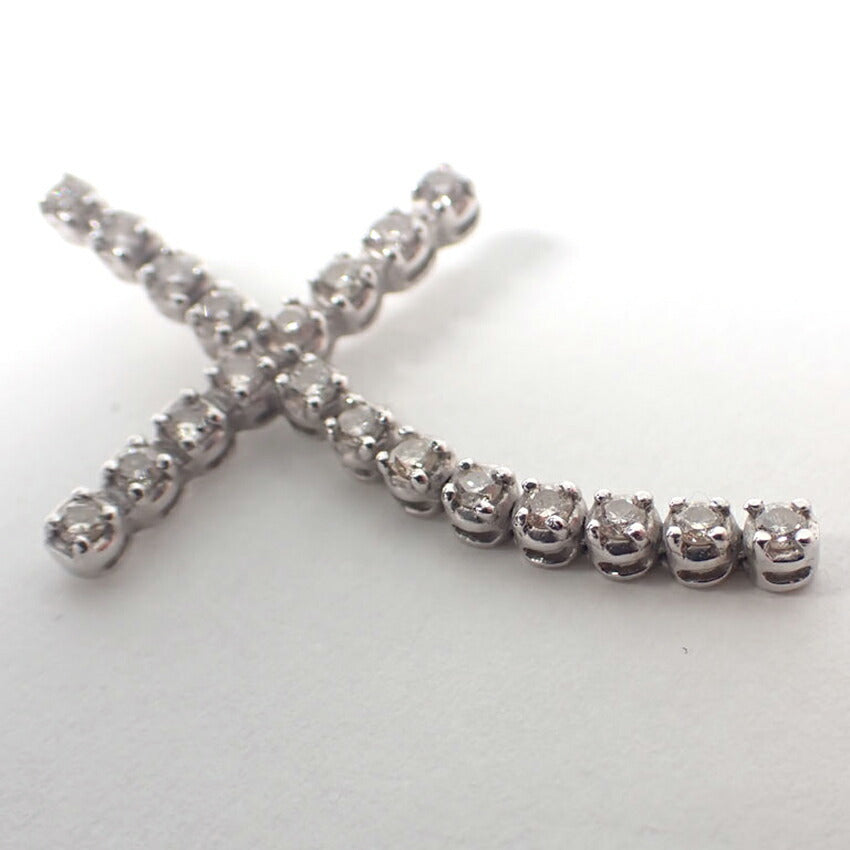 【中古】K18WG ダイヤモンド/0.26ct クロス ペンダントトップ/j163-67