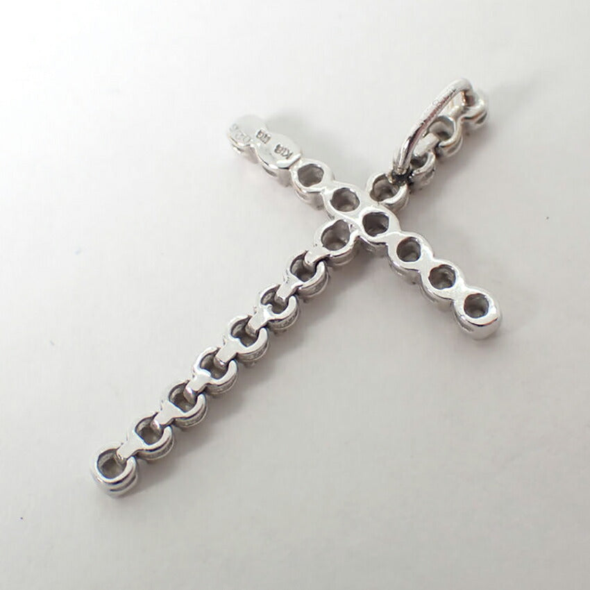 【中古】K18WG ダイヤモンド/0.26ct クロス ペンダントトップ/j163-67