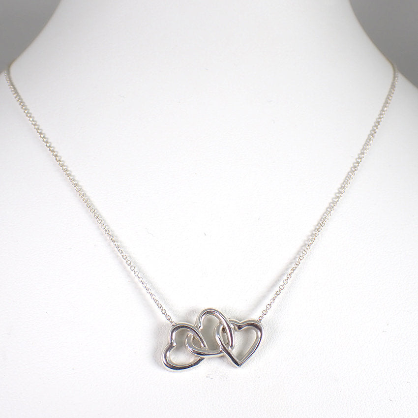 【中古】TIFFANY/ティファニー 925 トリプルハート ペンダント/ネックレス/j166-8