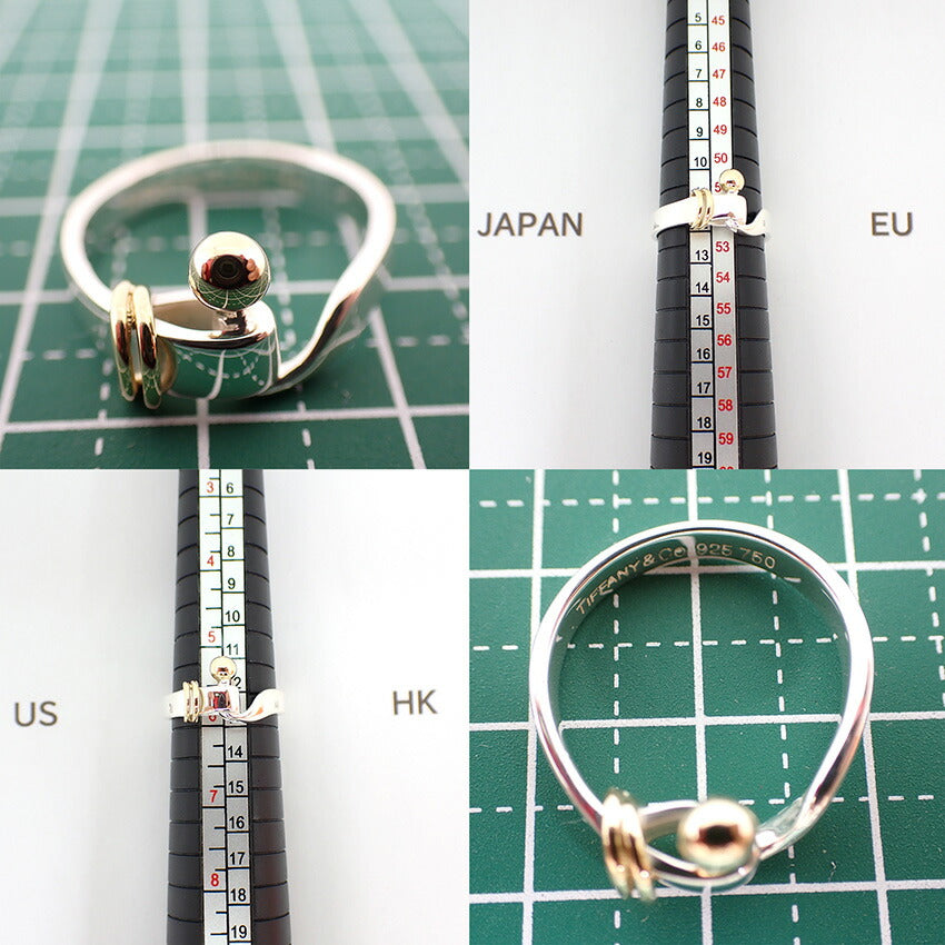 【中古】TIFFANY/ティファニー 925/750 フック＆アイ  リング /12号/j168-12