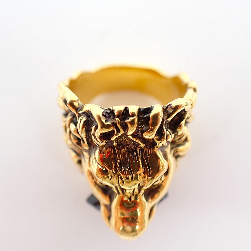 【中古】GUCCI/グッチ ライオンヘッド カラーストーンリング /16号/j168-6