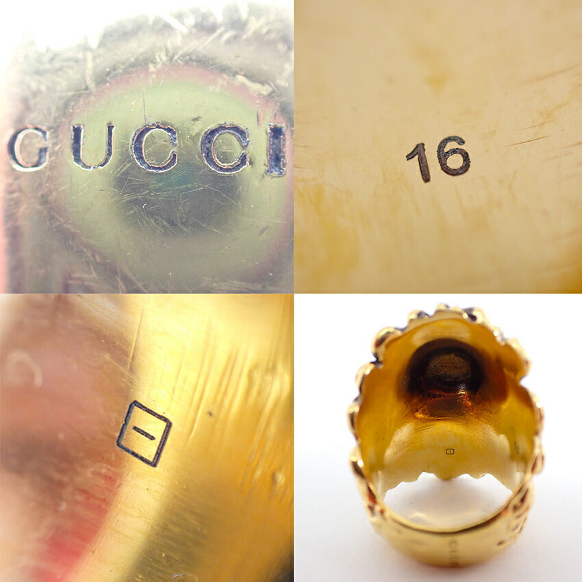 【中古】GUCCI/グッチ ライオンヘッド カラーストーンリング /16号/j168-6