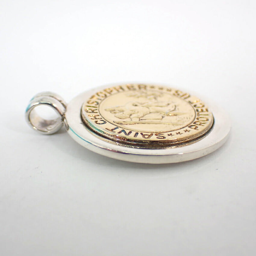 【中古】TIFFANY/ティファニー 925/750  セントクリストファー コイン ペンダントトップ/j173-10