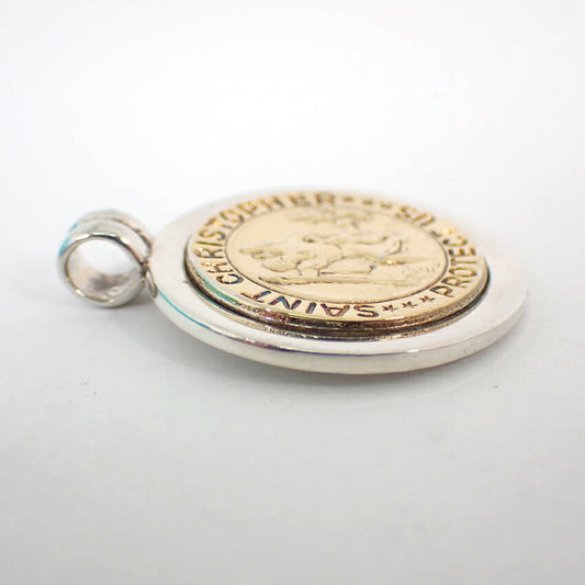 【中古】TIFFANY/ティファニー 925/750  セントクリストファー コイン ペンダントトップ/j173-10