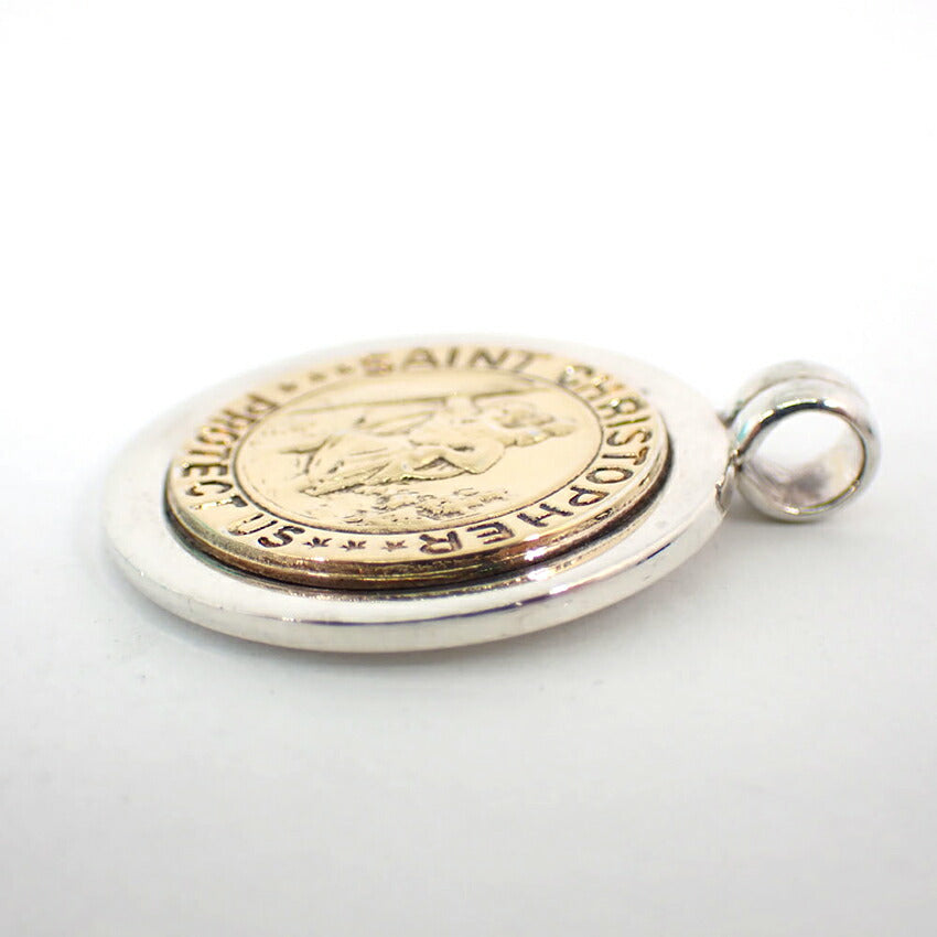 【中古】TIFFANY/ティファニー 925/750  セントクリストファー コイン ペンダントトップ/j173-10