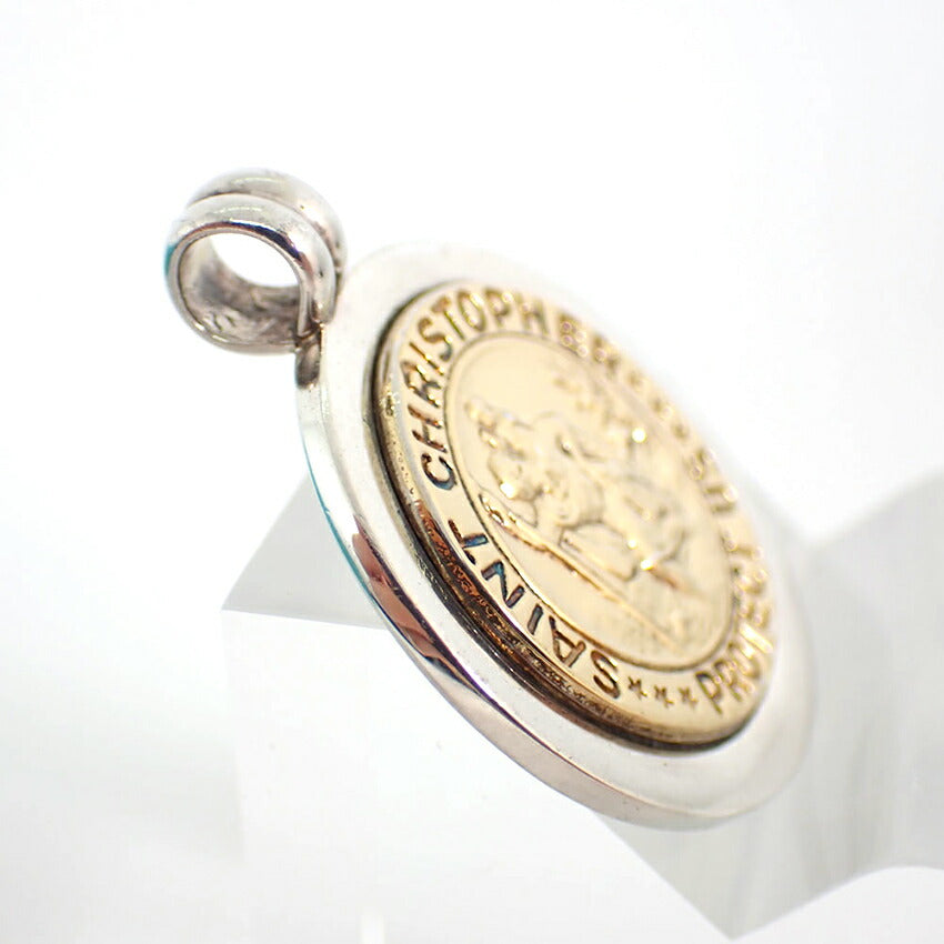【中古】TIFFANY/ティファニー 925/750  セントクリストファー コイン ペンダントトップ/j173-10