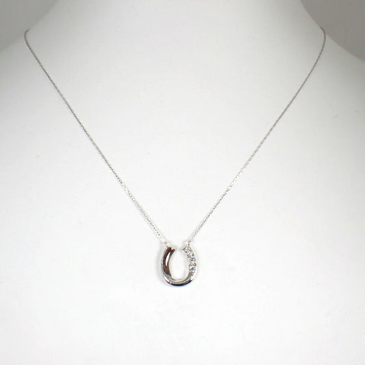 【中古】Pt900 ダイヤモンド シェル ホースシュー/馬蹄 ペンダント/ネックレス/j173-5