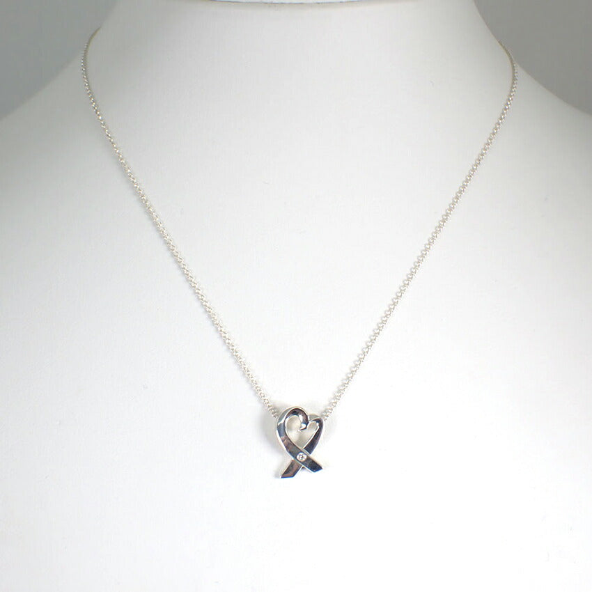 【中古】TIFFANY/ティファニー 925 ラビングハート 1Pダイヤモンド ペンダント/ネックレス/j174-4