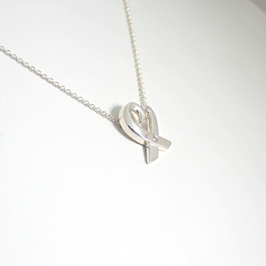 【中古】TIFFANY/ティファニー 925 ラビングハート 1Pダイヤモンド ペンダント/ネックレス/j174-4