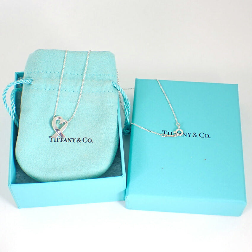 【中古】TIFFANY/ティファニー 925 ラビングハート 1Pダイヤモンド ペンダント/ネックレス/j174-4