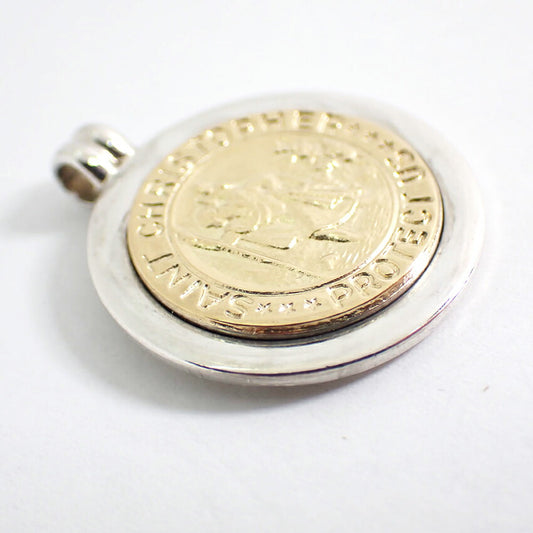 【中古】TIFFANY/ティファニー 925/750  セントクリストファー コイン ペンダントトップ/j174-6