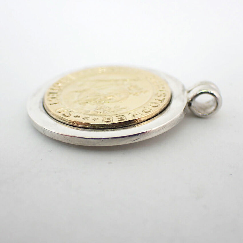 【中古】TIFFANY/ティファニー 925/750  セントクリストファー コイン ペンダントトップ/j174-6