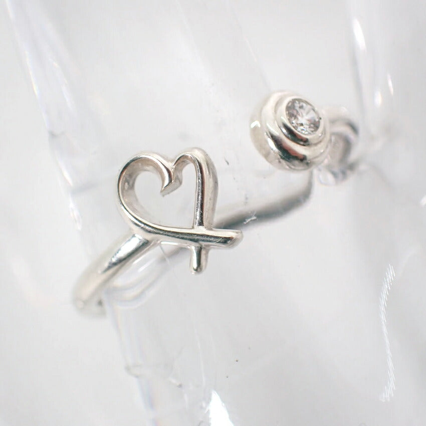 【中古】TIFFANY/ティファニー 925 ダイヤ/1pc ラビングハート ワイヤー リング /10号/j183-1