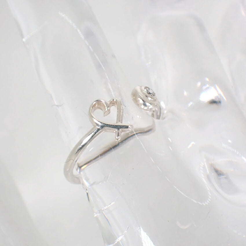 【中古】TIFFANY/ティファニー 925 ダイヤ/1pc ラビングハート ワイヤー リング /10号/j183-1
