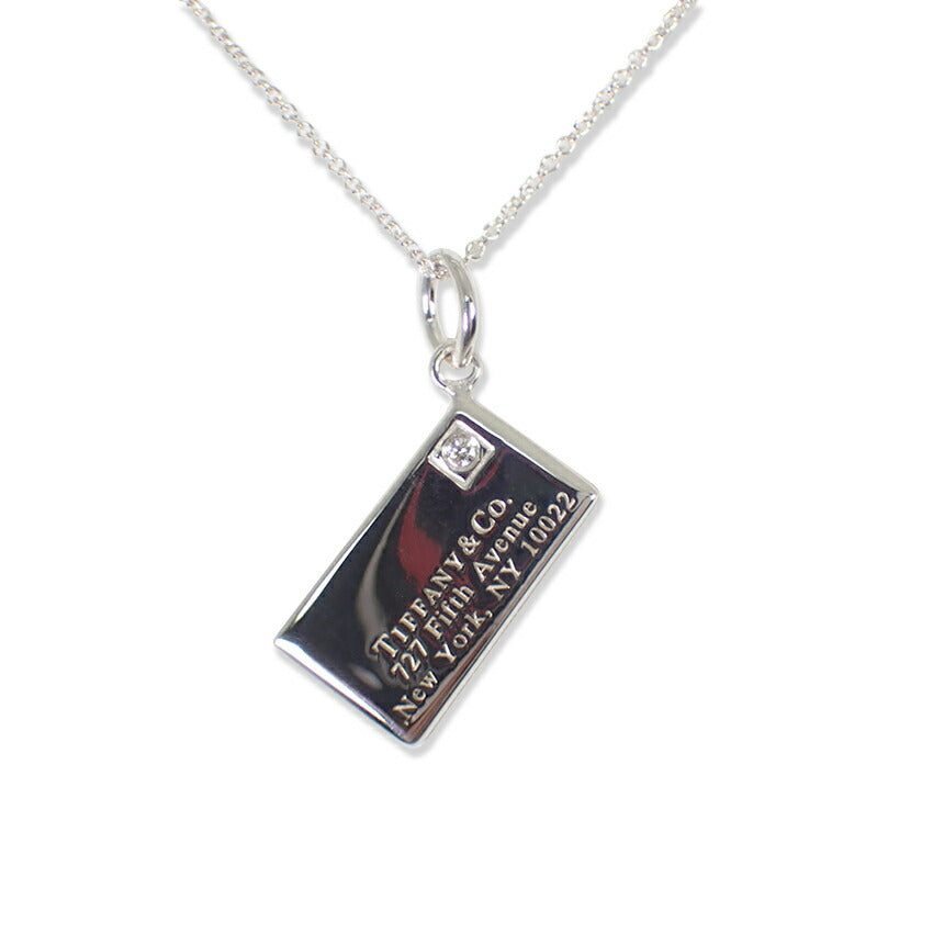 【中古】TIFFANY/ティファニー 925 ニューヨーク ダイヤ1pc レター プレート ペンダント/ネックレス/j188-4