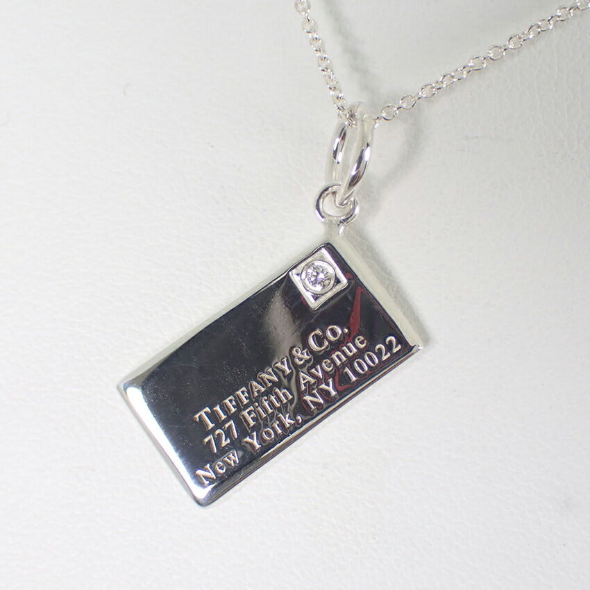 【中古】TIFFANY/ティファニー 925 ニューヨーク ダイヤ1pc レター プレート ペンダント/ネックレス/j188-4