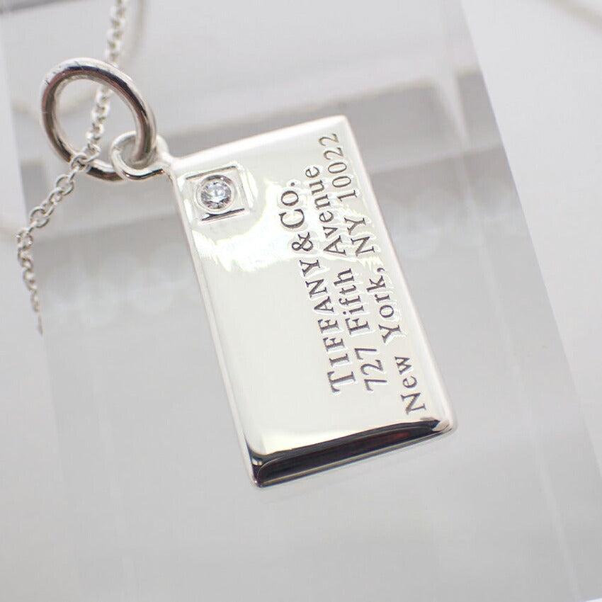 【中古】TIFFANY/ティファニー 925 ニューヨーク ダイヤ1pc レター プレート ペンダント/ネックレス/j188-4