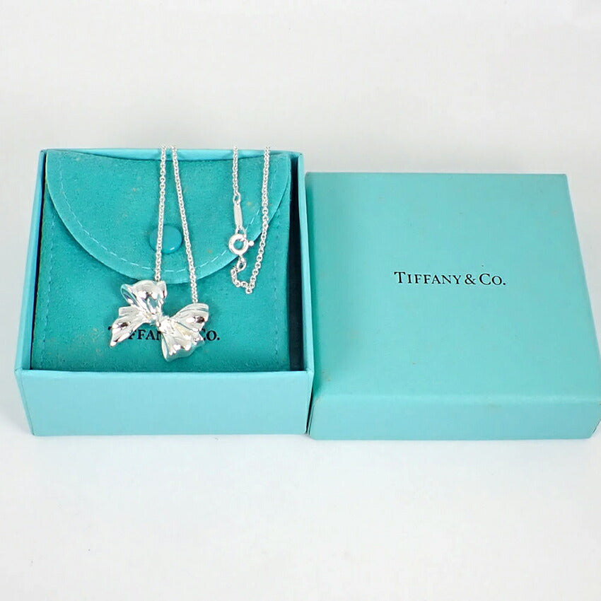 【中古】TIFFANY/ティファニー 925 リボンモチーフ ネックレス/ペンダント/j189-8