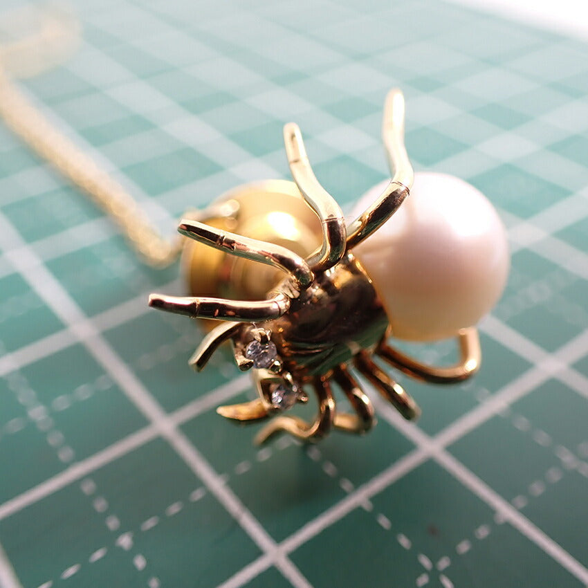 【中古】K18 パール ダイヤ  スパイダー カフス ネクタイピン/j193-4