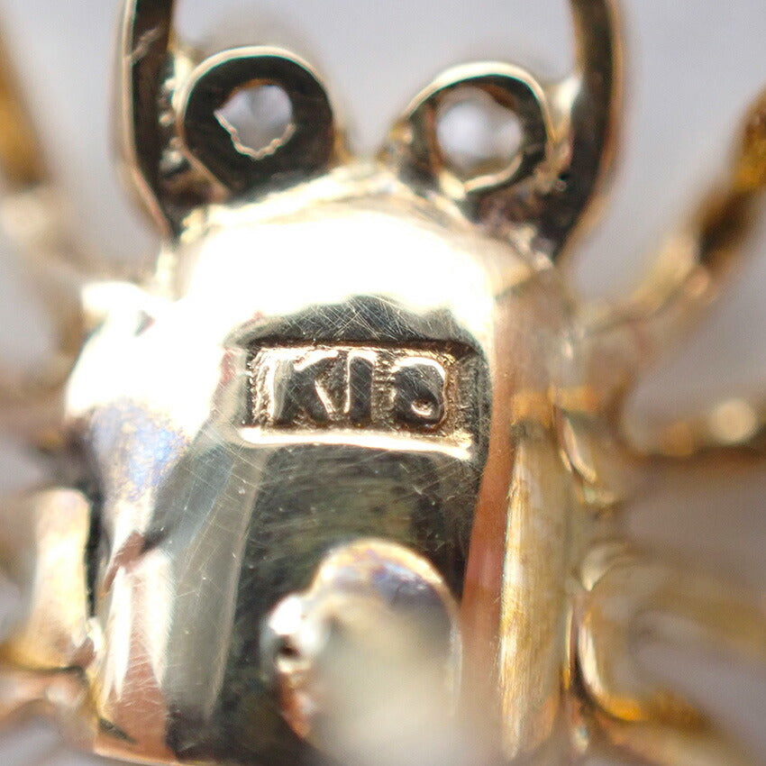 【中古】K18 パール ダイヤ  スパイダー カフス ネクタイピン/j193-4