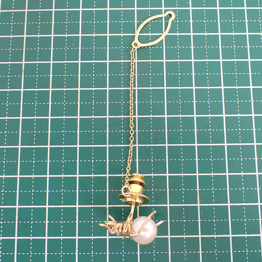 【中古】K18 パール ダイヤ  スパイダー カフス ネクタイピン/j193-4