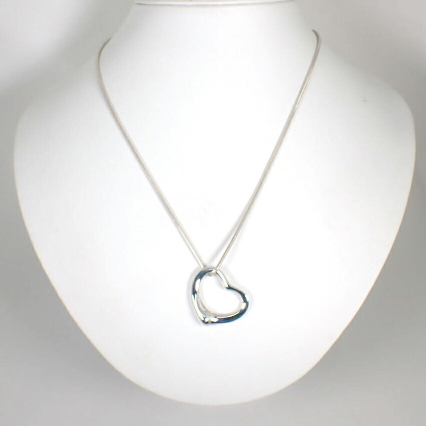 【中古】TIFFANY/ティファニー 925 オープンハート スネークチェーン ペンダント/ネックレス/j199-9