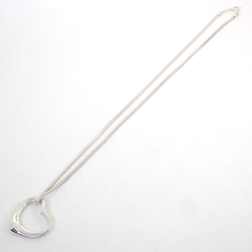 【中古】TIFFANY/ティファニー 925 オープンハート スネークチェーン ペンダント/ネックレス/j199-9