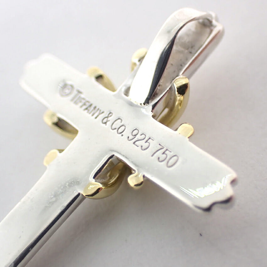 【中古】TIFFANY/ティファニー 925/750 シグネチャー クロス ペンダントトップ/j204-2