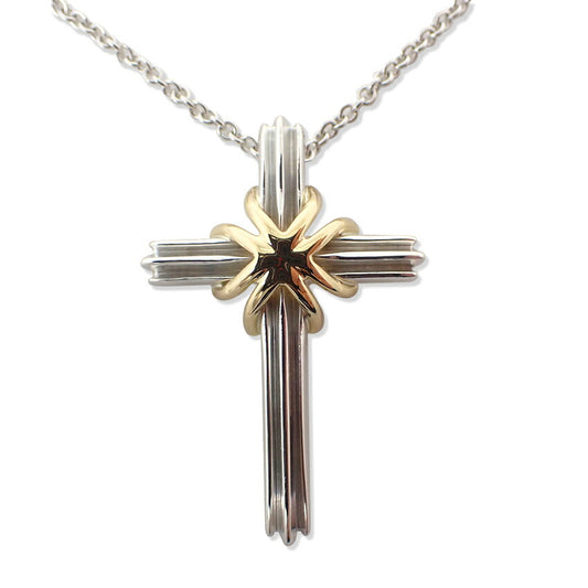 【中古】TIFFANY/ティファニー 925/750 シグネチャー クロス ペンダント/ネックレス/j204-4