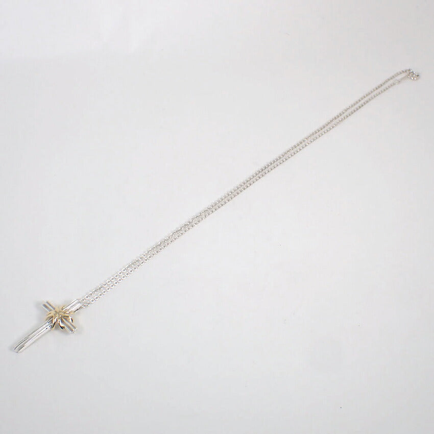 【中古】TIFFANY/ティファニー 925/750 シグネチャー クロス ペンダント/ネックレス/j204-4